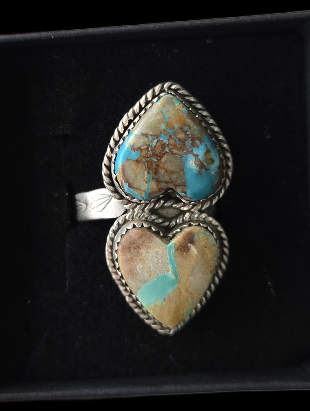 Handmade Sterling Silver Royston Ribbon Turquoise Adjustable Ring Signed - Picture 15 of 15